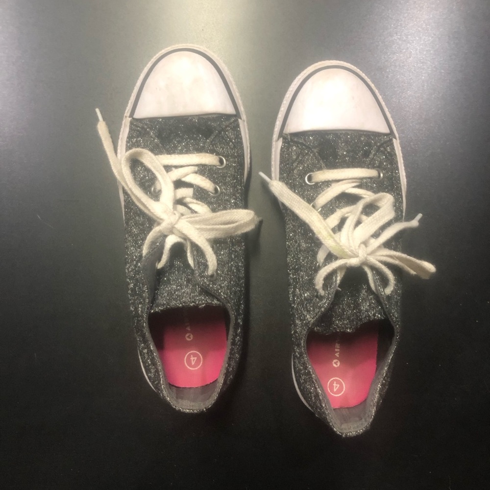 Sparkly Black and white tie shoes